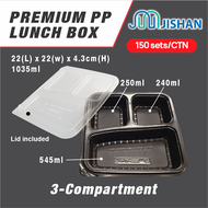 [150set/CTN] BTB3C/BTB4C/SQ3C/SQ4C PP Stackable Compartment Lunch Box Container with LID / TAGE Benx