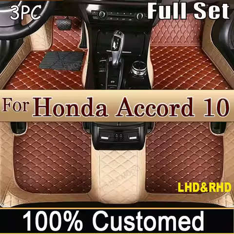 Car Floor Mats For Honda Accord 10 10th CV1 CV2 CV3 2018~2022 Auto Foot Pads Luxury Leather Mat Carp