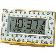 Rhythm Watch Yellow 9.4x14.6x4cm Radio wake -up clock minion temperature humidity electronic sound alarm 8RZ221ME33【Direct From JAPAN】