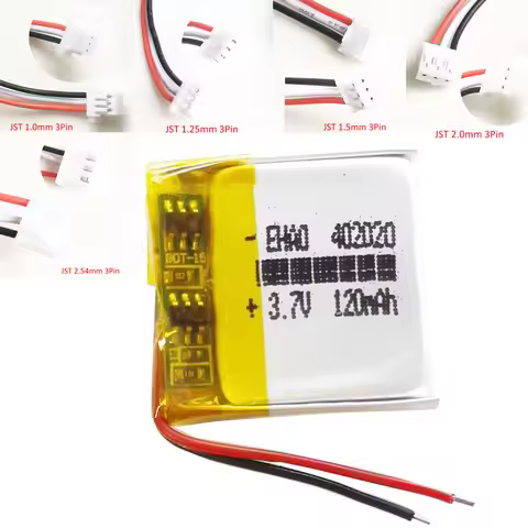 3.7V 120mAh LiPo Rechargeable Battery 402020 JST 3Pin Plug 1.0/1.25/1.5/2.0 For Mp3 GPS Bluetooth He