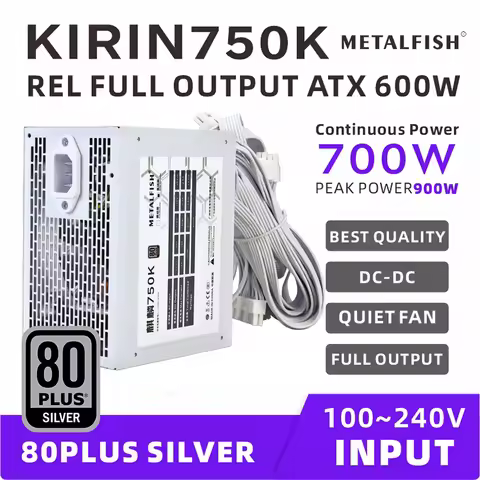METALFISH KIRIN750K White Chassis Power Supply ATX-600W 700W 80PLUS SILVER PSU Support ATX3.0 700W O