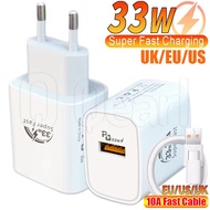 33W EU/US/UK Plug Charger - Wall Charger Plug Head - for Phone, Tablet, Laptop - Universal Charger B