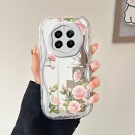 Realme 12+ Plus 5G Hp Casing Softcase JZ Mirror Flower 5172 Cream Texture Wavy Edge Sofcase Soft Kes