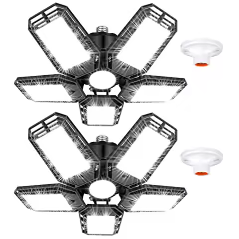 LED Garage Lights 2 Pack, Ceiling LED Shop Light 180W 18000LM 6500K Screw in Led Light with 5+1 Defo