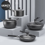 SANCY 8pcs Kitchen Cooking Pot Full Set Medical Stone Non Stick Pot Set Frying Pan - Fulfilled by SA