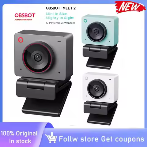 OBSBOT Meet 2 AI-Powered 4K Webcam Dual omni-directional microphones with Noise Reduction and Auto G