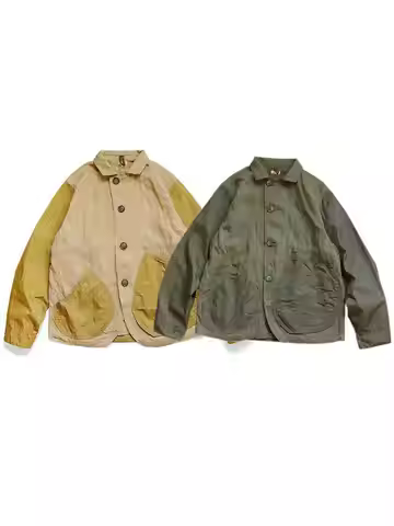 New 23AW KAPITAL Japanese Casual Color Blocked Lapel Loose Cotton Long Sleeved Shirt Jacket for Men