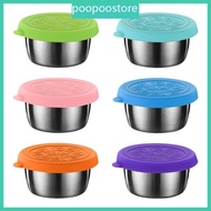 poo 6Pcs Salad Dressing Container Leakproof Reusable Stainless Steel Small Container with Lid Sauce 