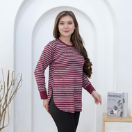 Kaos Wanita Setrip Lengan Panjang / Kaos Wanita Lengan Panjang Striped Top Atasan Wanita Lengan Panj