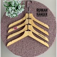 ( 15CM FLAT SILVERHOOK) WOODEN HANGER 38CM STRAIGHT HEADnatural PREMIUM QUALITY 1PCS