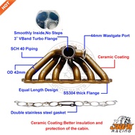 JKVK RACING Ceramic coating 3.0 V band SS304 3mm Steam Pipe  Turbo Manifold  For To yo ta Supra Mk4 
