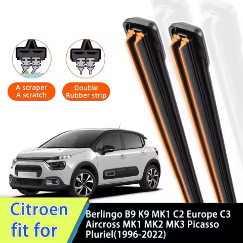 For Citroen Berlingo B9 K9 MK1 C2 Europe C3 MK1 MK2 MK3 Front Windscreen Wipers Double Rubber Car Wi