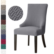 1 Piece Small Armrest Dining Chair Cover Elastic Jacquard T-shaped Stripe Design Chair Cover Hotel/b