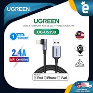 UGREEN RIGHT ANGLE USB-A TO LIGHTNING CABLE WITH MFI CERTIFIED FOR CHARGING & DATA SYNC - 1 METER (U