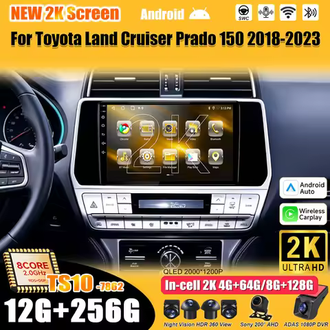 For Toyota Land Cruiser Prado 150 2018 2019-2023 Android 15Multimedia Video Player Carplay Touch Scr
