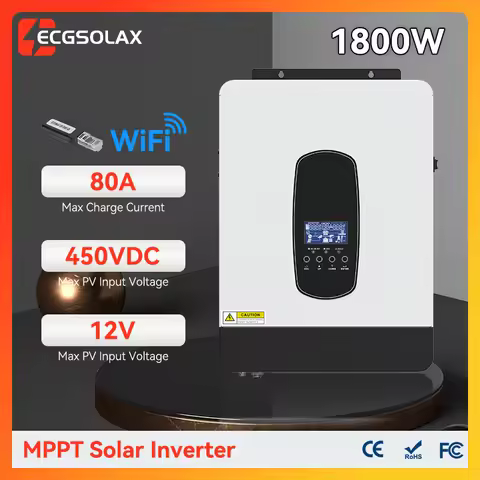 ECGSOLAX 1.8KW Solar Hybrid Inverter 12V 230Vac With 80A MPPT Charging Controller W Hybrid Solar Inv