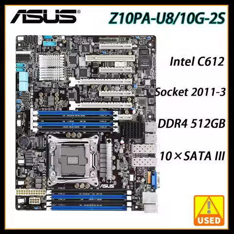 Server motherboard ASUS Z10PA-U8/10G-2S adopts Intel C612 chipset Xeon E5-2600 V3 cpu Socket 2011-3 
