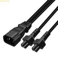 Doublebuy 3 Terminals IEC320-C14 to C5+C5 Power Cable Male to Female Connector Cord Wire