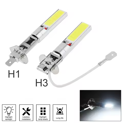 H1/H3 Canbus Super Bright LED Bulb White Car Fog Light Headlight COB 12V 20W 6000K Running Light Bul