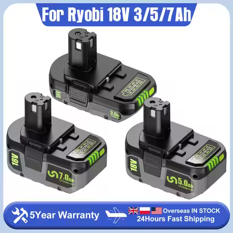 18V Li-ion Battery For RYOBI One+ (P108/P107/P104) 3Ah/5Ah/7Ah Options EU/UK/USA Stock Compatible Wi