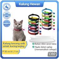 Kalung Hewan Kucing Anjing Lonceng Strip Nyala Dalam Gelap