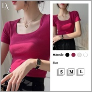 Women's Square Collar T-Shirt Slim Fit Bodycon Short Sleeve U Neck Off Shoulder From babytee Woman F