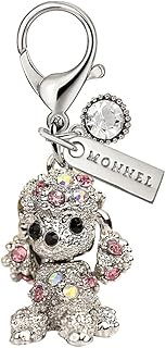 MC422 Crystal 3D Poodle Lobster Clasp Charm for Women Girls with Velvet Bag (Pink,1 Piece), approx.2