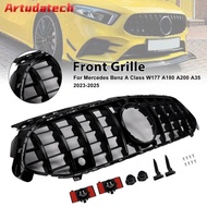 Artudatech Gloss Black Front Grill Grille Fit Mercedes A-Class W177 A35 A180 2023-2025 Car Accessori