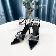 Giày sandal cao gót nữ 7 phân guốc 9 phân đính đá sang chảnh giày cao gót mũi nhọn m145