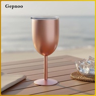 [Gepnoo] Stemmed Vino Cup Stainless Steel Vacuum Insulated Vino Cup Clear Lid White