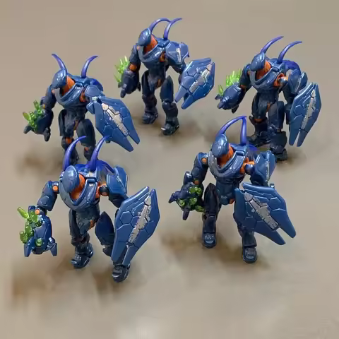 Building Blocks Action Figures Blue Hunter Assembling Model toys Blue 5pcs