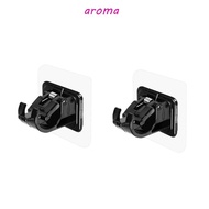 AROMA 2pcs Curtain Rod Holder, Adjustable Self-Adhesive Curtain Rod Bracket, No Drill Wall Hanging Nail-Free Black Curtain Rod Hook Kitchen