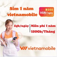 ( Miễn phí 12 tháng ) Sim vietnamobile data 4G vào mạng 1 năm không cần nạp tiền 5GB/Ngày 150 GB/thá