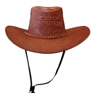 หมวกคาวบอยหนังแท้ 100% กันแดดชาย ลายฮาเลย์ เดวิดสัน  Cowboy Hat  Harley Davidson ใส่ได้ทั้งชายและหญิ