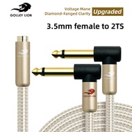 GOLLEY สายแยกสัญญาณสเตอริโอ1/4 TS ตัวเมีย3.5มม. กับตัวเมีย3.5มม. 1/8นิ้วตัวเมียไป2X 6.35มม. 1/4นิ้ว