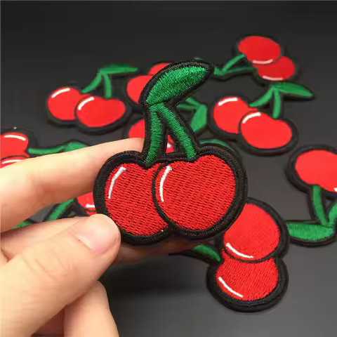 Cherry Fruit Cute Clothing Patch Size: 4.8x5.6cm Diy Embroidered Iron On Patch for Clothes Sticker G