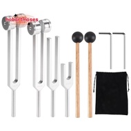 Tuning Fork Set (128Hz, 136.1Hz, 512Hz,4096Hz) with Reflex Hammer for Healing Chakra Set Healing Mus