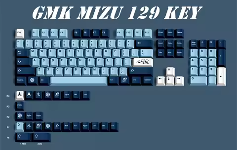 GMK MIZU Keycaps, 129 Keys PBT Keycaps Cherry Profile DYE-SUB Personalized GMK Keycaps For Mechanica