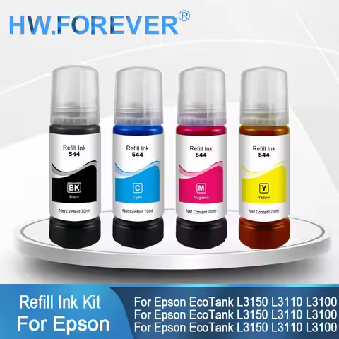 544 T544 Dye Refill Ink For Epson EcoTank L1110 L3100 L3150 L3110 L3210 L32505190 Inkjet Printers Bo