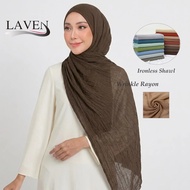 LAVEN Wide Crinkle Shawl Rayon Cotton Shawl Plain Hijab Soft Daily Basic Selendang Muslim Ironless S