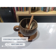 Coconut Shell Cup Set | Ice Cream Cup | Smoothie | Coffee.