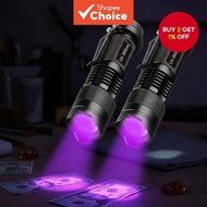 UV Ultraviolet Purple Flashlight 365nm/395nm Aluminum Banknote Detector Fluorescent Cat Moss Light