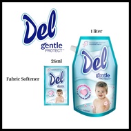 DEL GENTLE PROTECT HYPO ALLERGENIC 24-HOUR ANTIBAC LIQUID DETERGENT FABRIC SOFTENER LAUNDRY WASHING 