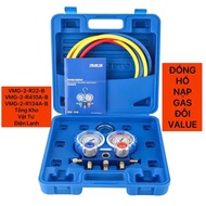 R22 R410 double gas meter set for filling and measuring refrigerant gas pressure Value VMG-2-R410A-B