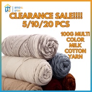 Wintop 5/10/20pcs 100g Milk Cotton Yarn 8Ply Yarn for Crochet, Knitting, DIY Projects