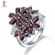 5.26ct Cincin Silver 925 Original Perempuan Natural Garnet Ring Red Gemstone Garnet Ring For Women Fine Jewellery Gift