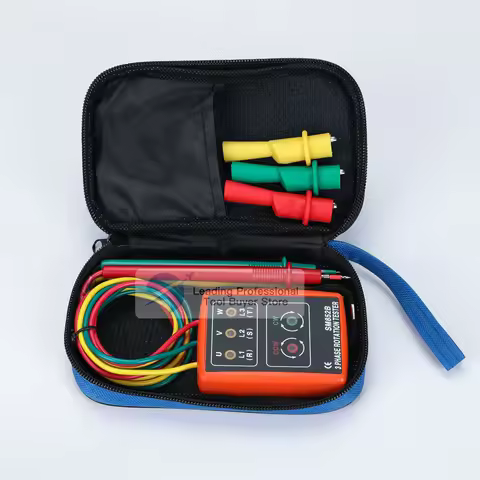 SM852B 3 Phase Rotation Tester Digital Phase Indicator Detector LED Buzzer Phase Sequence Meter Volt