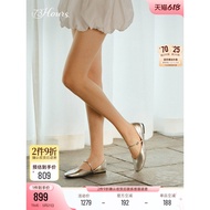 73hours Women's Shoes Romantic Fermentation Spring Autumn New Style French Silver Mary Jane Shoes Fl