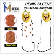 [MAZE TRADING] Men Sleeve Silicone Reusable Condom Reduce Sensitivity Spike Condom Silicone Time Delay Sleeve Sexx Toy Tahan Lama Alat Seks Lelaki 龟头套 CR-37 [Condom Series]