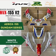 RAPIDO Coverset Yamaha Nvx V2 Aerox-155 Gundam Series White Body Cover (Sticker Tanam)
